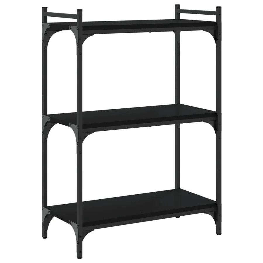 Bibliothèque à 3 niveaux noir 60x30x86 cm bois d'ingénierie - 6