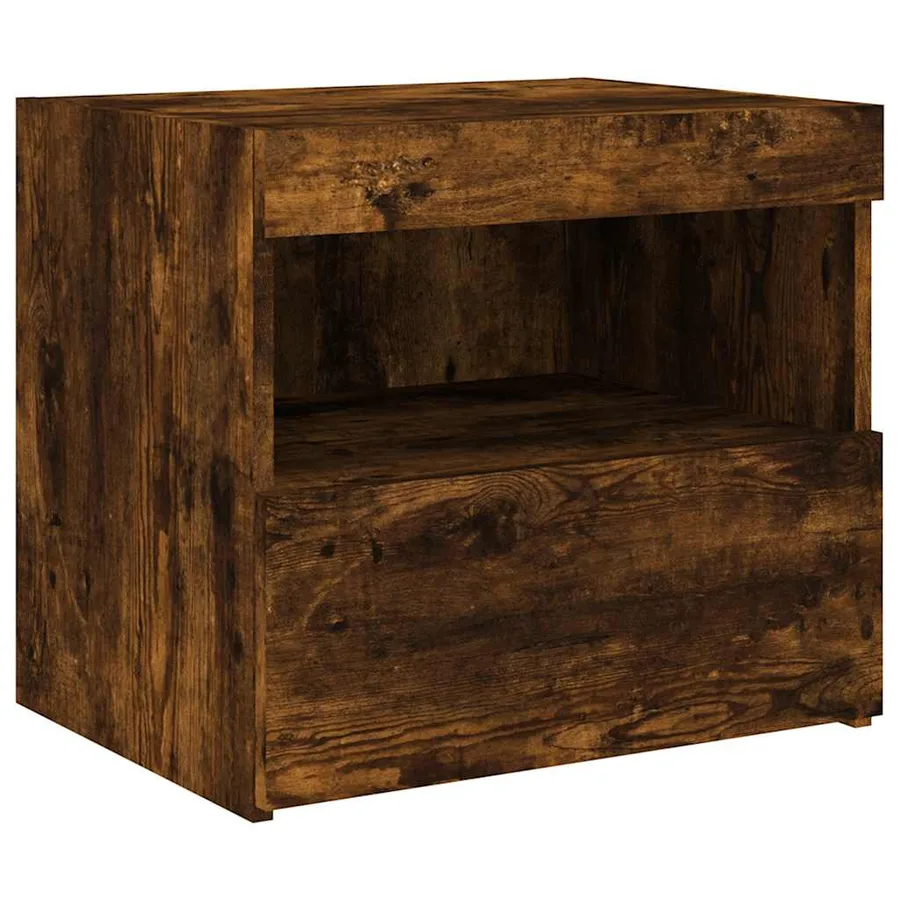 Table de chevet avec lumières LED chêne fumé 50x40x45 cm - 6