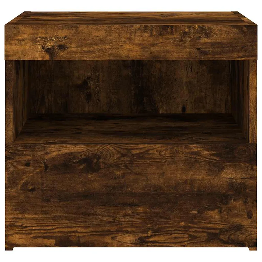 Table de chevet avec lumières LED chêne fumé 50x40x45 cm - 8