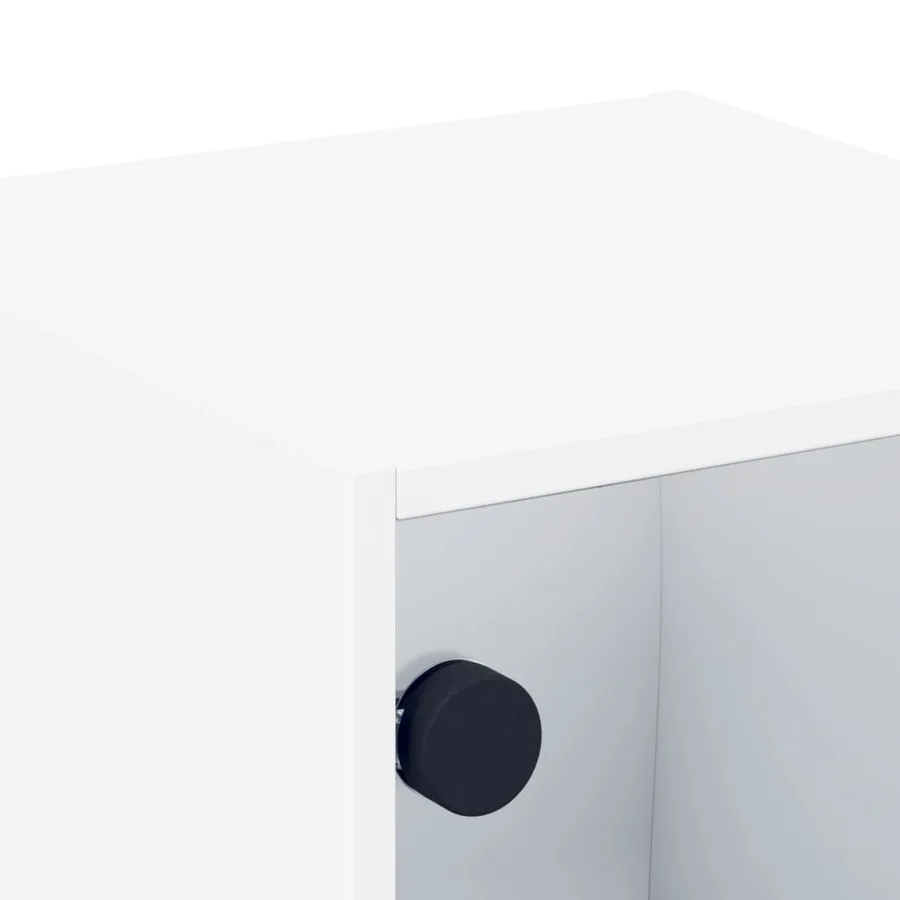 Tables de chevet avec portes en verre 2 pcs blanc 35x37x35 cm - 10