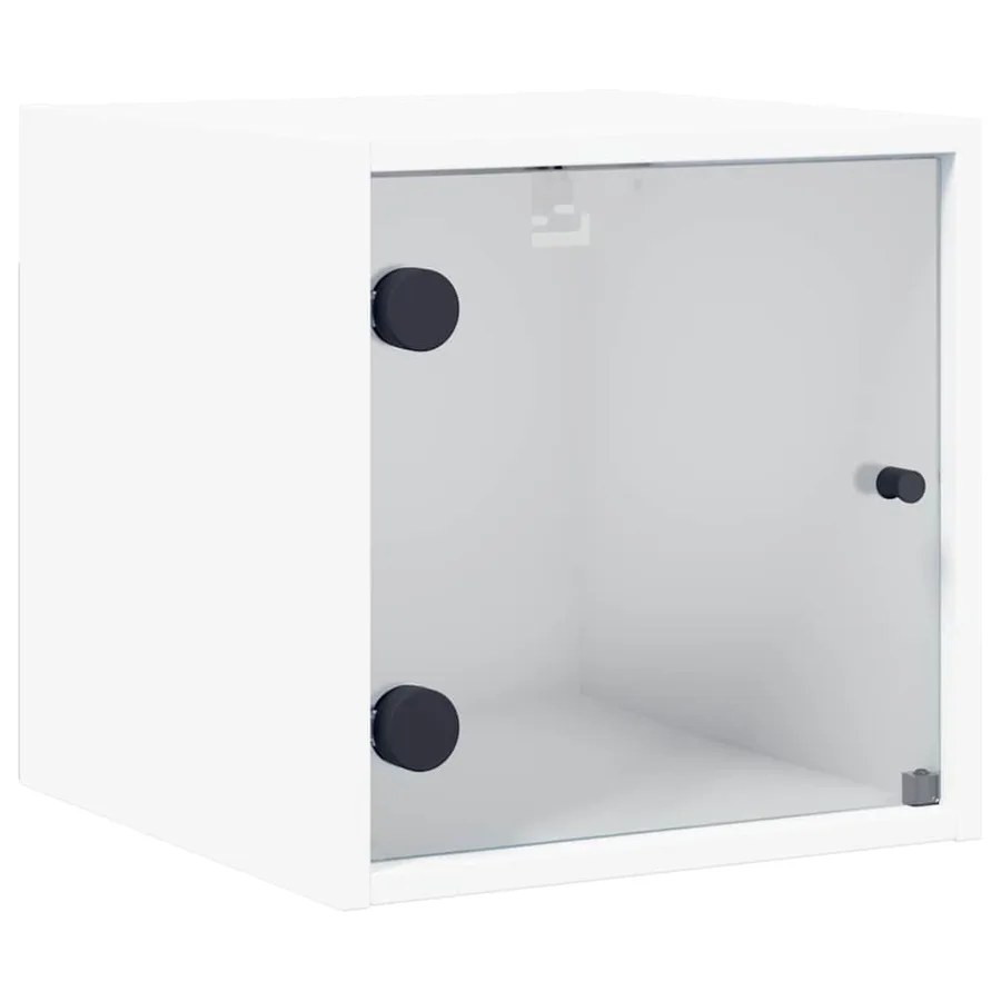 Tables de chevet avec portes en verre 2 pcs blanc 35x37x35 cm - 6