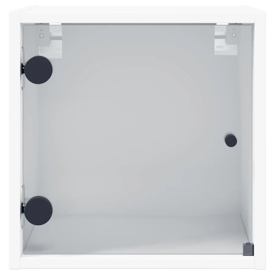 Tables de chevet avec portes en verre 2 pcs blanc 35x37x35 cm - 7