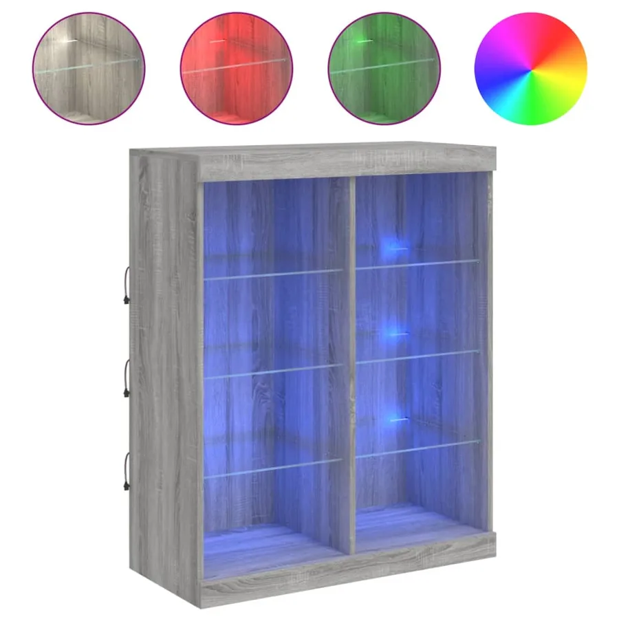 Buffet avec lumières LED sonoma gris 81x37x100 cm - 2