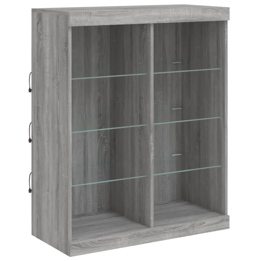 Buffet avec lumières LED sonoma gris 81x37x100 cm - 3
