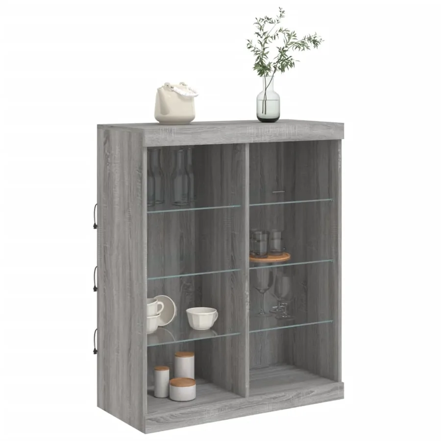 Buffet avec lumières LED sonoma gris 81x37x100 cm - 5