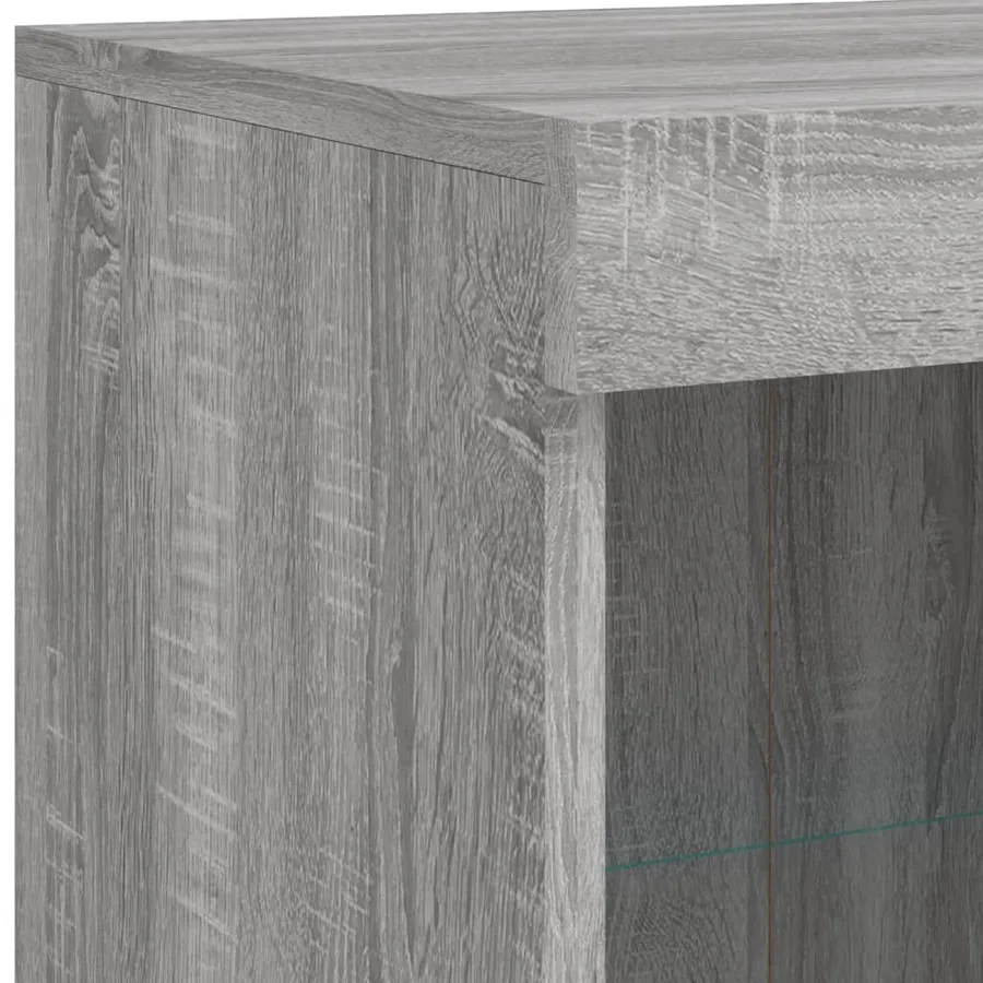 Buffet avec lumières LED sonoma gris 81x37x100 cm - 9