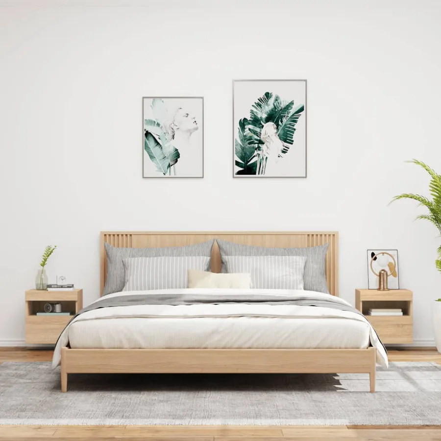 Meubles TV muraux lumières LED 2 pcs chêne sonoma 40x30x40 cm - 4