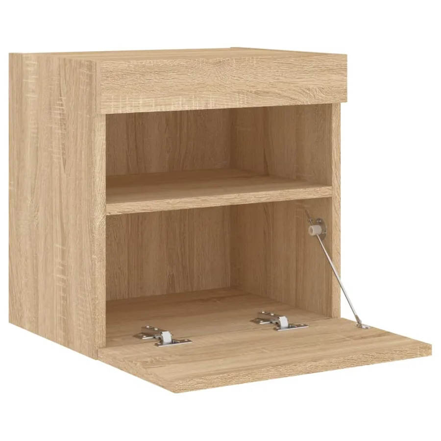 Meubles TV muraux lumières LED 2 pcs chêne sonoma 40x30x40 cm - 9