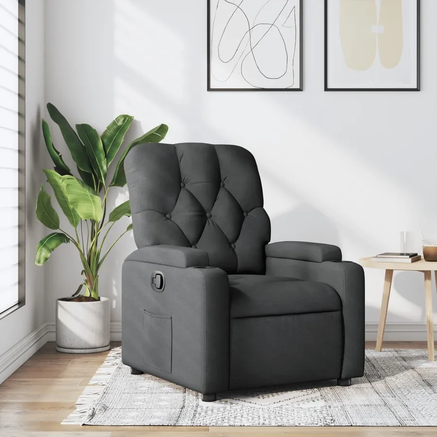 Fauteuil inclinable en tissu gris foncé