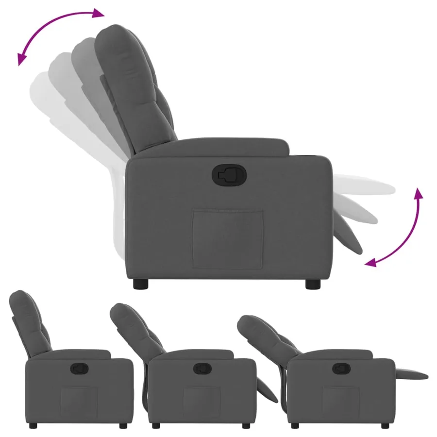 Fauteuil inclinable en tissu gris foncé - 4
