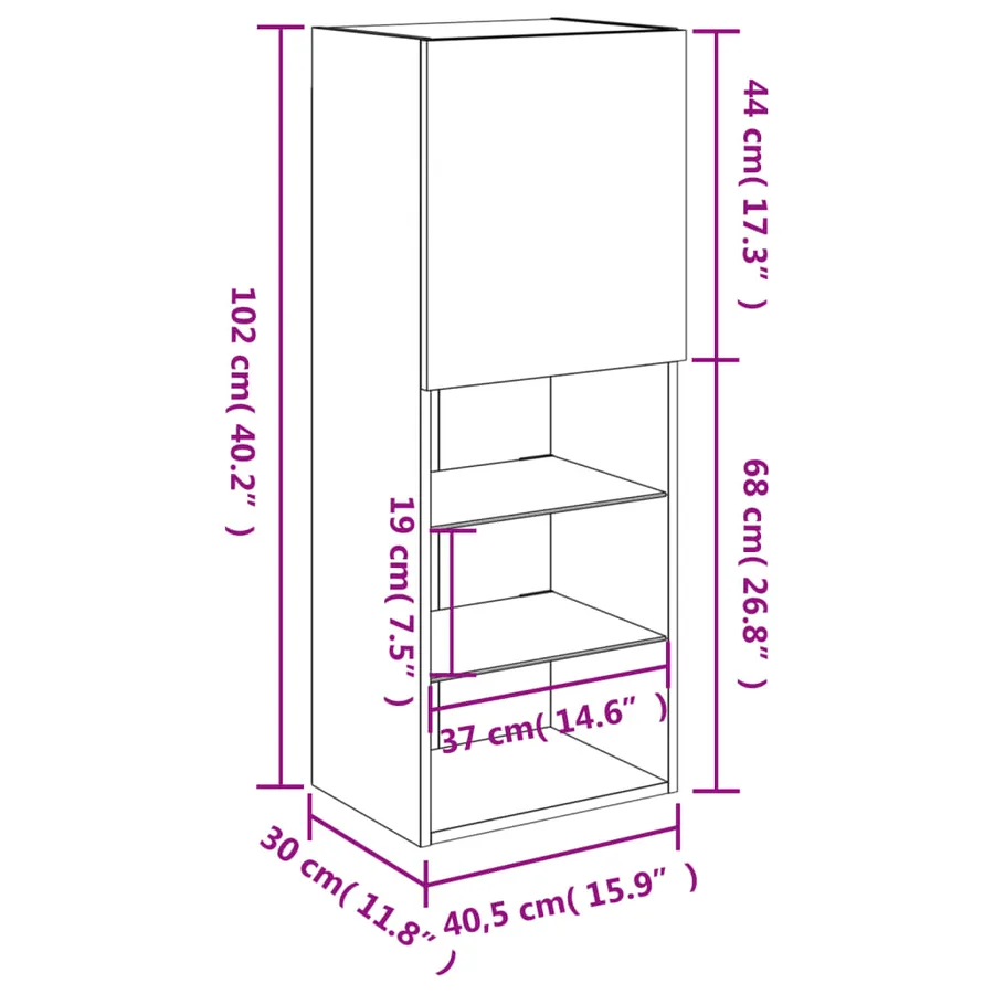 Meuble TV avec lumières LED chêne sonoma 40,5x30x102 cm - 19