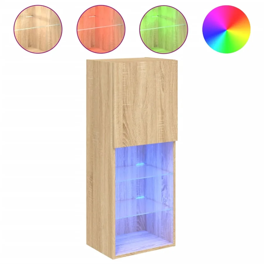 Meuble TV avec lumières LED chêne sonoma 40,5x30x102 cm - 2
