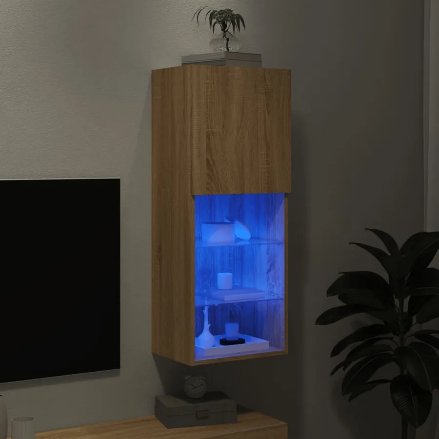 Meuble TV avec lumières LED chêne sonoma 40,5x30x102 cm - 5
