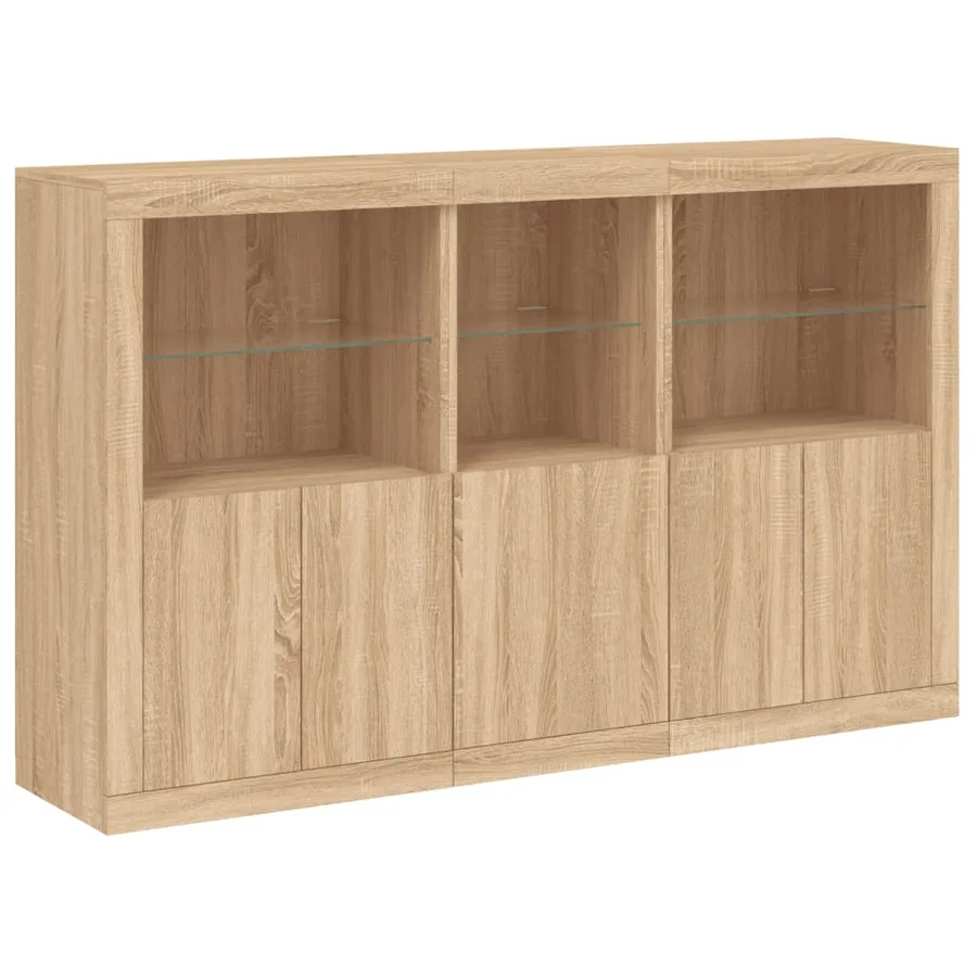 Buffet avec lumières LED chêne sonoma 162x37x100 cm - 3