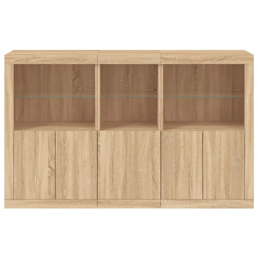 Buffet avec lumières LED chêne sonoma 162x37x100 cm - 6
