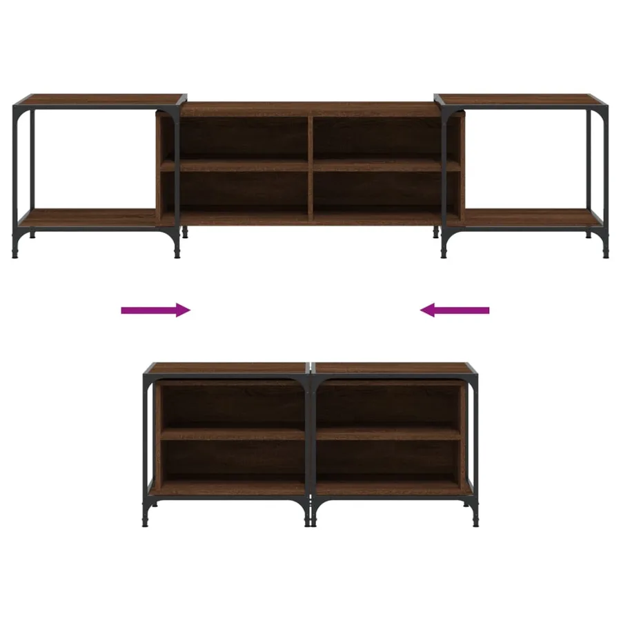 Meuble TV chêne marron 203x37x50 cm bois d'ingénierie - 7