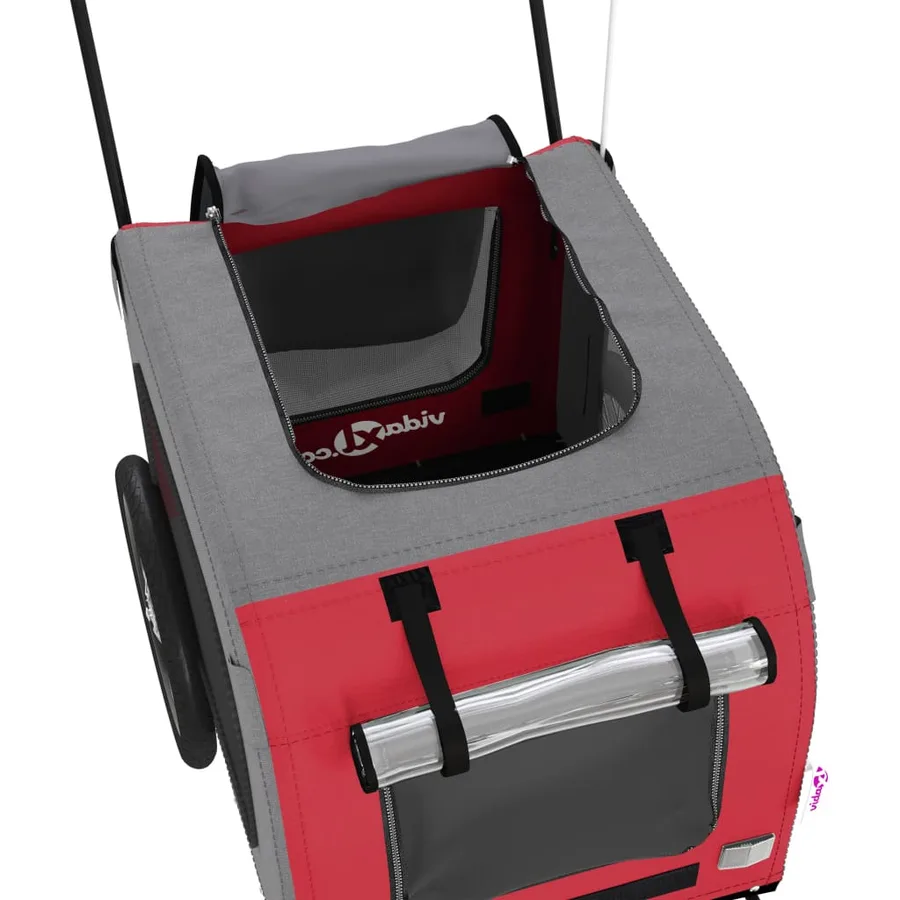 Remorque de vélo pour animaux de compagnie rouge et gris - 10