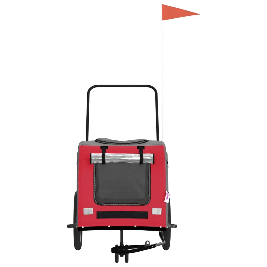 Remorque de vélo pour animaux de compagnie rouge et gris - 4