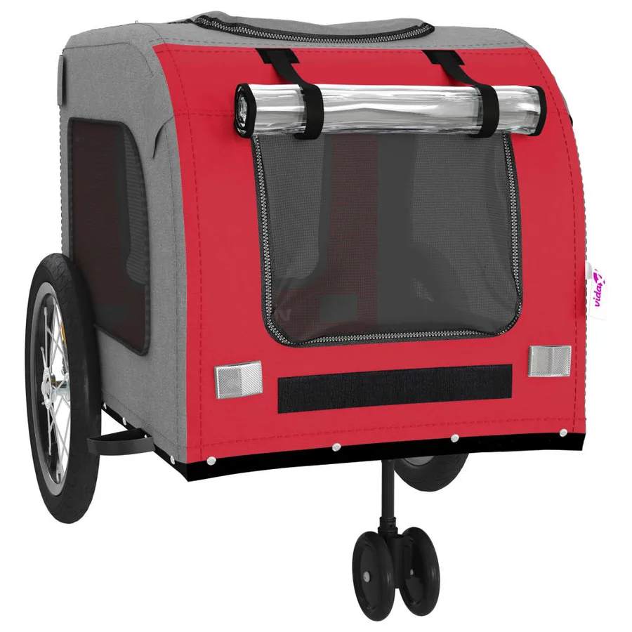 Remorque de vélo pour animaux de compagnie rouge et gris - 5