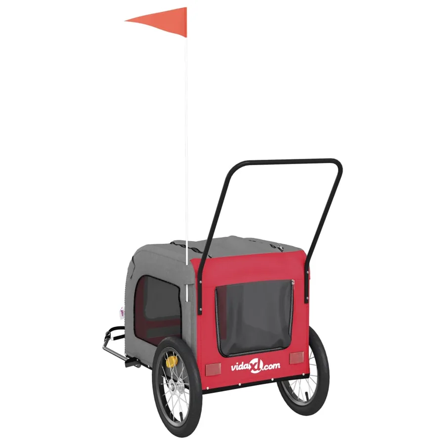 Remorque de vélo pour animaux de compagnie rouge et gris - 8