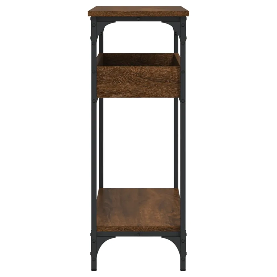 Table console avec étagère chêne marron 100x29x75 cm - 5
