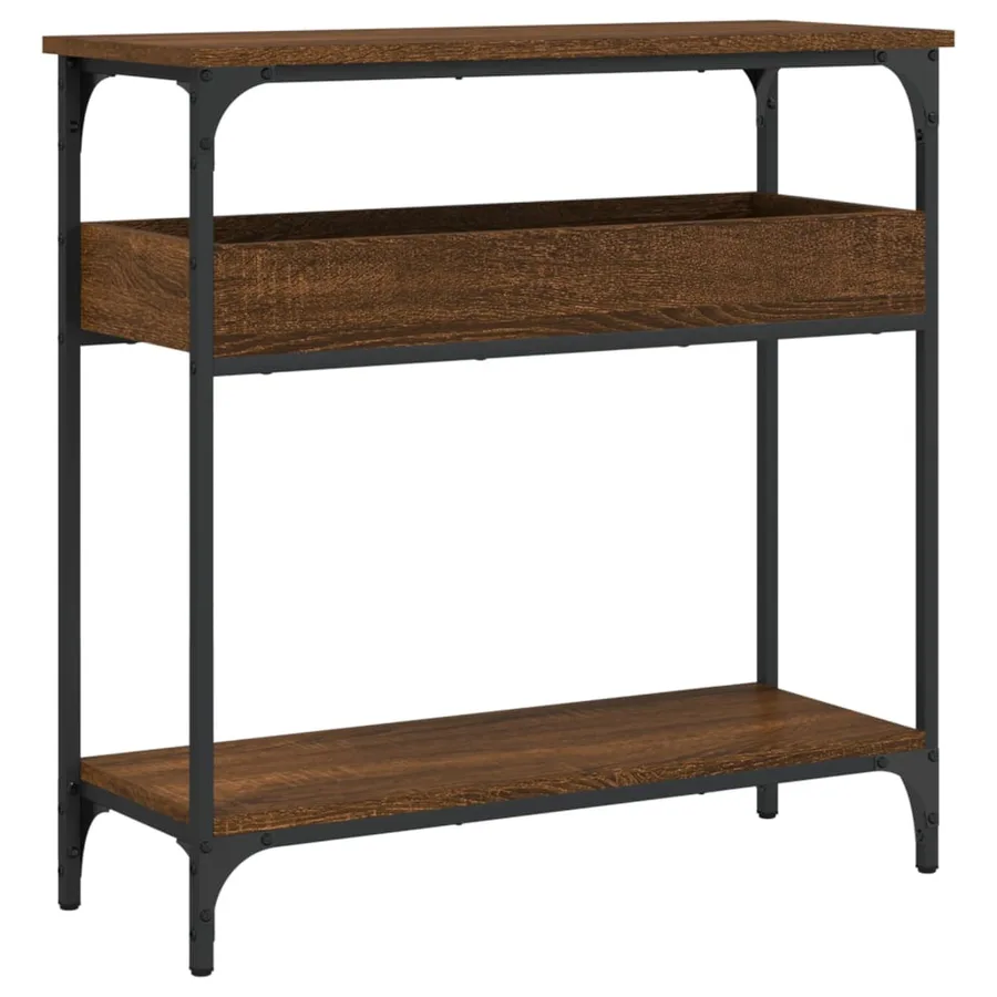 Table console avec étagère chêne marron 75x29x75 cm - 2