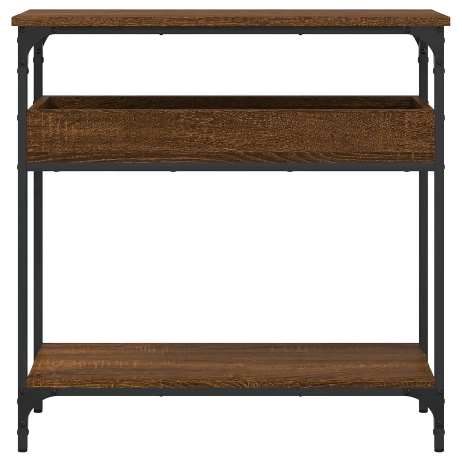 Table console avec étagère chêne marron 75x29x75 cm - 4