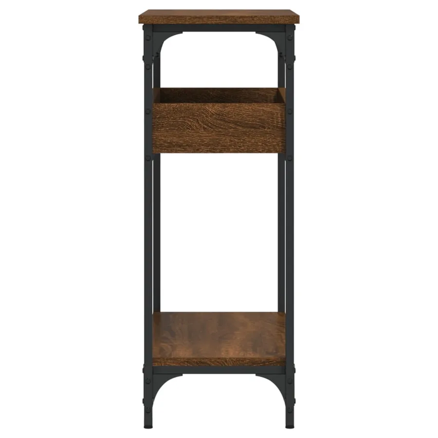Table console avec étagère chêne marron 75x29x75 cm - 5