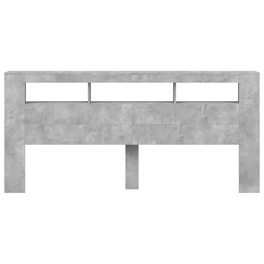 Tête de lit à LED gris béton 220x18,5x103,5cm bois d'ingénierie - 5