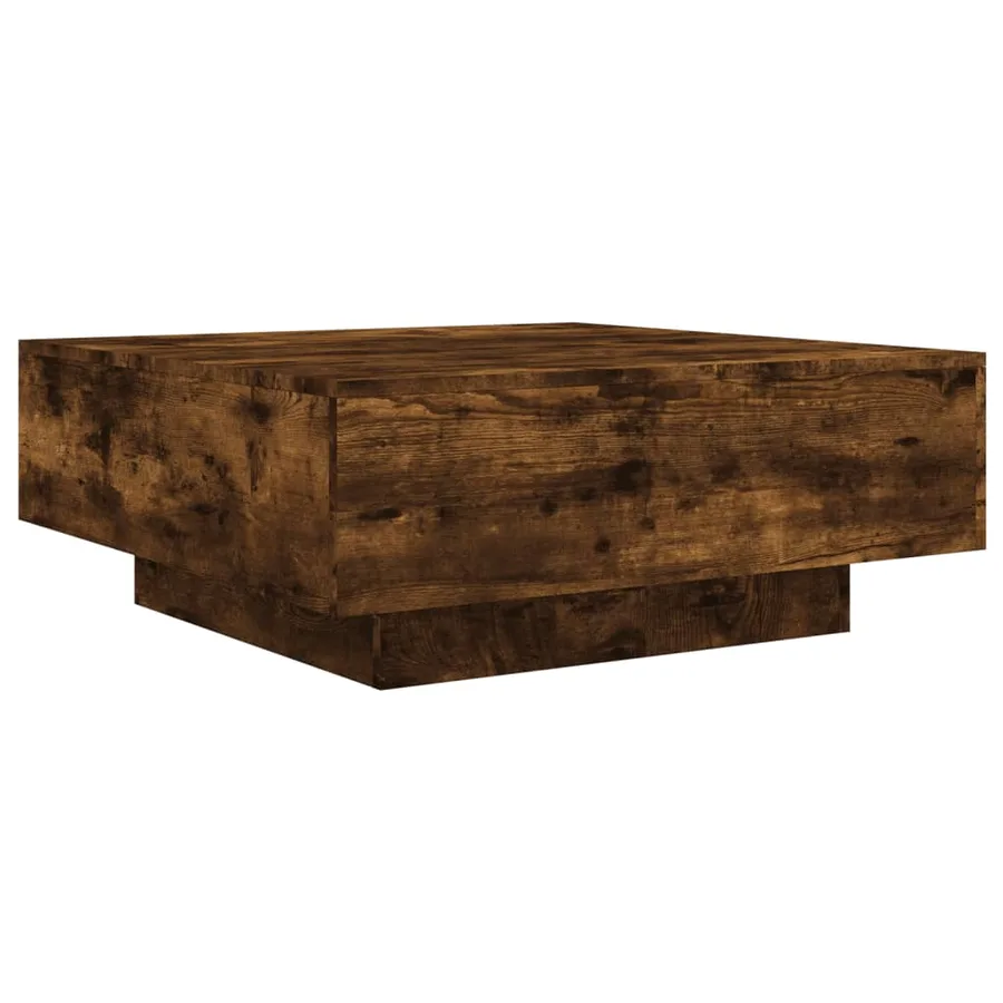 Table basse chêne fumé 80x80x31 cm bois d'ingénierie - 2