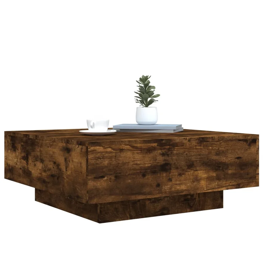 Table basse chêne fumé 80x80x31 cm bois d'ingénierie - 4