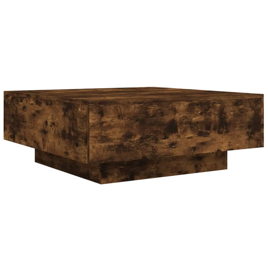 Table basse chêne fumé 80x80x31 cm bois d'ingénierie - 7