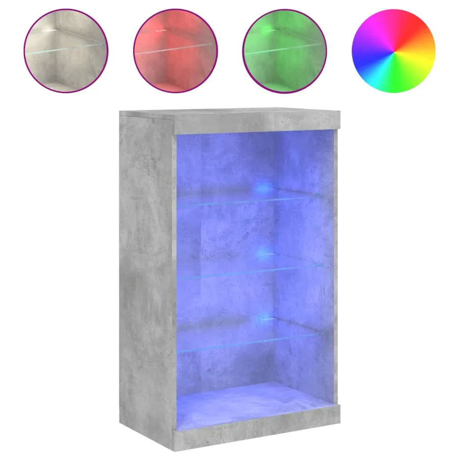 Buffet avec lumières LED gris béton 60,5x37x100 cm - 2
