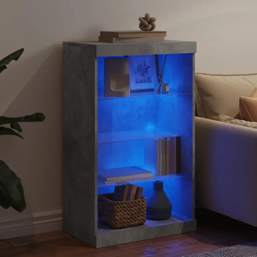 Buffet avec lumières LED gris béton 60,5x37x100 cm - 4