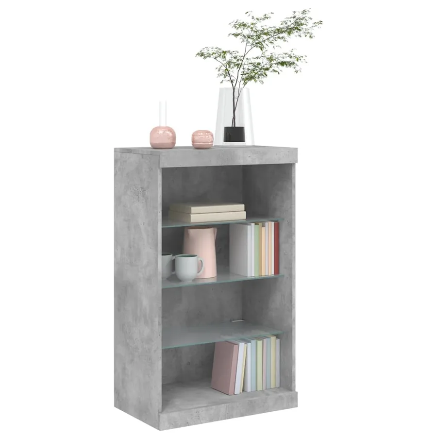 Buffet avec lumières LED gris béton 60,5x37x100 cm - 5