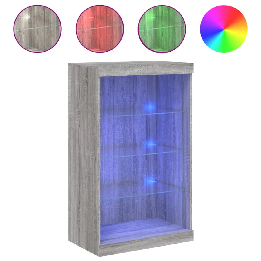 Buffet avec lumières LED sonoma gris 60,5x37x100 cm - 2