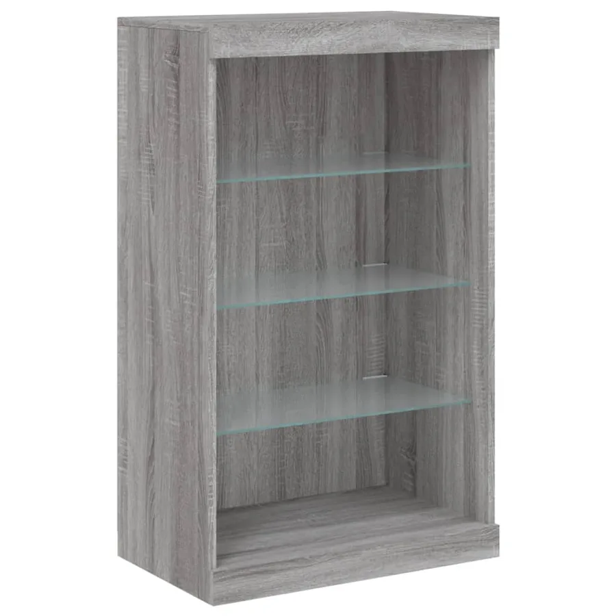 Buffet avec lumières LED sonoma gris 60,5x37x100 cm - 3