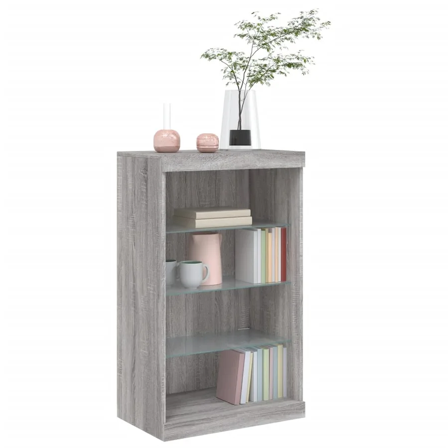 Buffet avec lumières LED sonoma gris 60,5x37x100 cm - 5