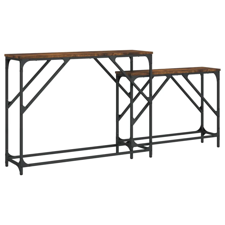 Tables console gigognes 2 pcs chêne fumé bois d'ingénierie - 2
