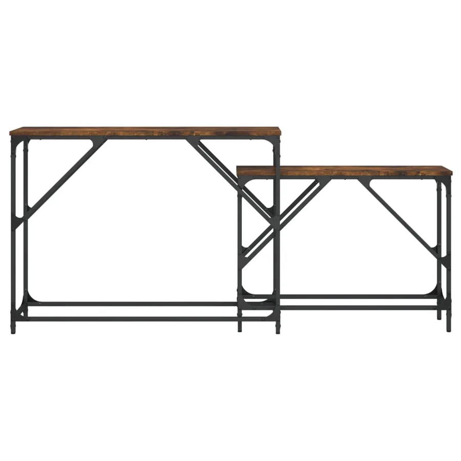 Tables console gigognes 2 pcs chêne fumé bois d'ingénierie - 4