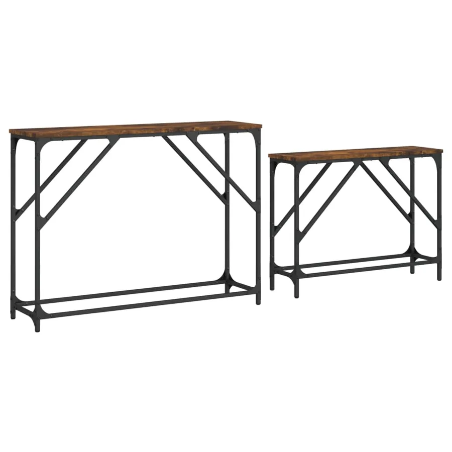Tables console gigognes 2 pcs chêne fumé bois d'ingénierie - 5