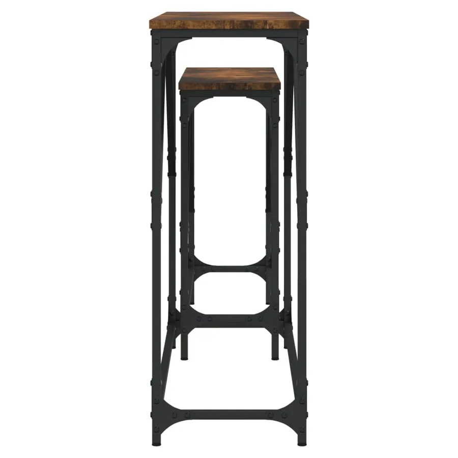 Tables console gigognes 2 pcs chêne fumé bois d'ingénierie - 6