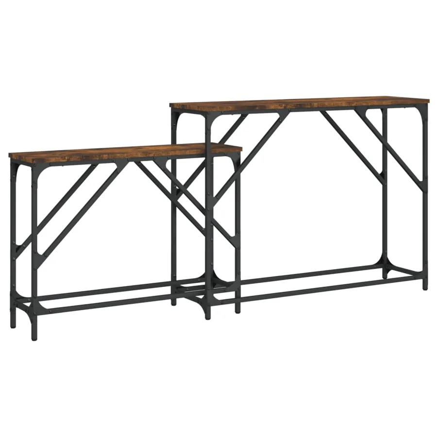 Tables console gigognes 2 pcs chêne fumé bois d'ingénierie - 7