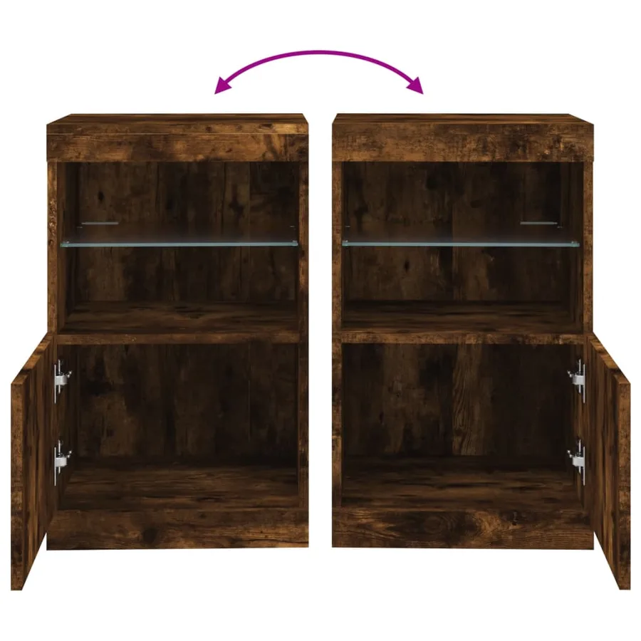 Buffet avec lumières LED chêne fumé 41x37x67 cm - 10