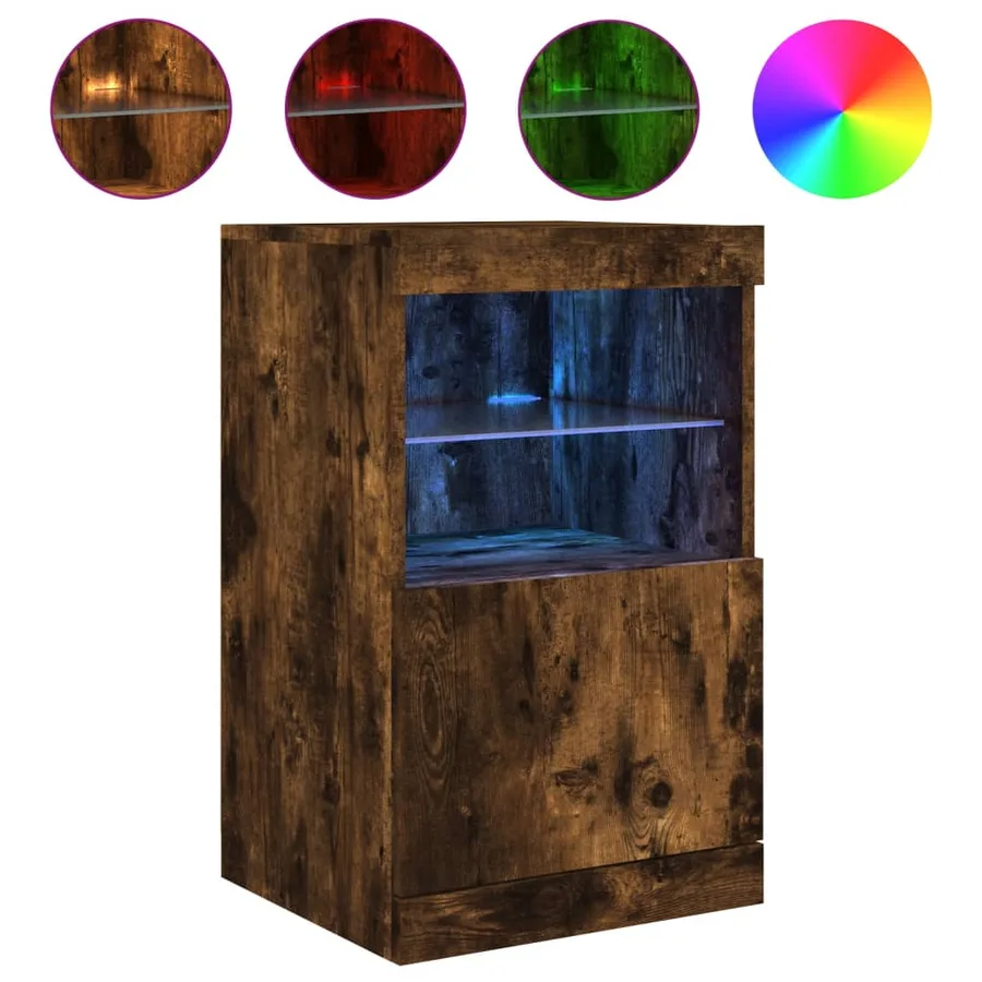 Buffet avec lumières LED chêne fumé 41x37x67 cm - 2