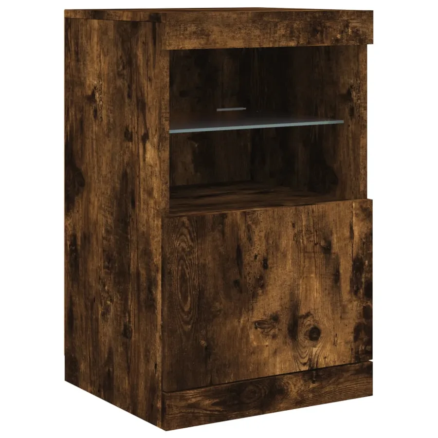 Buffet avec lumières LED chêne fumé 41x37x67 cm - 3
