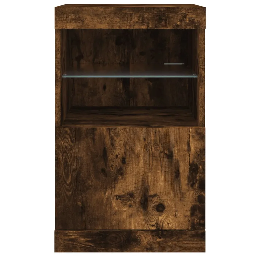 Buffet avec lumières LED chêne fumé 41x37x67 cm - 6