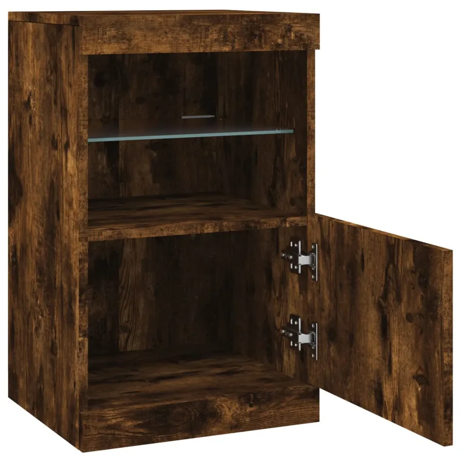 Buffet avec lumières LED chêne fumé 41x37x67 cm - 7