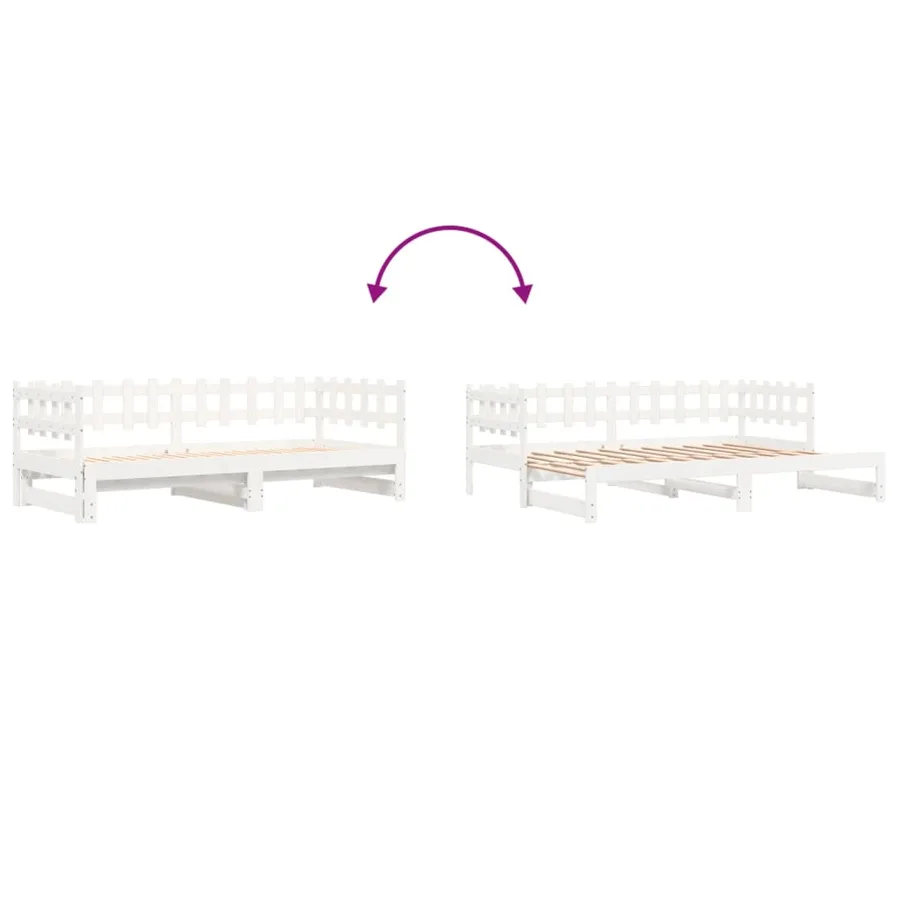 Lit coulissant sans matelas blanc 2x(80x200) cm Bois massif - 10