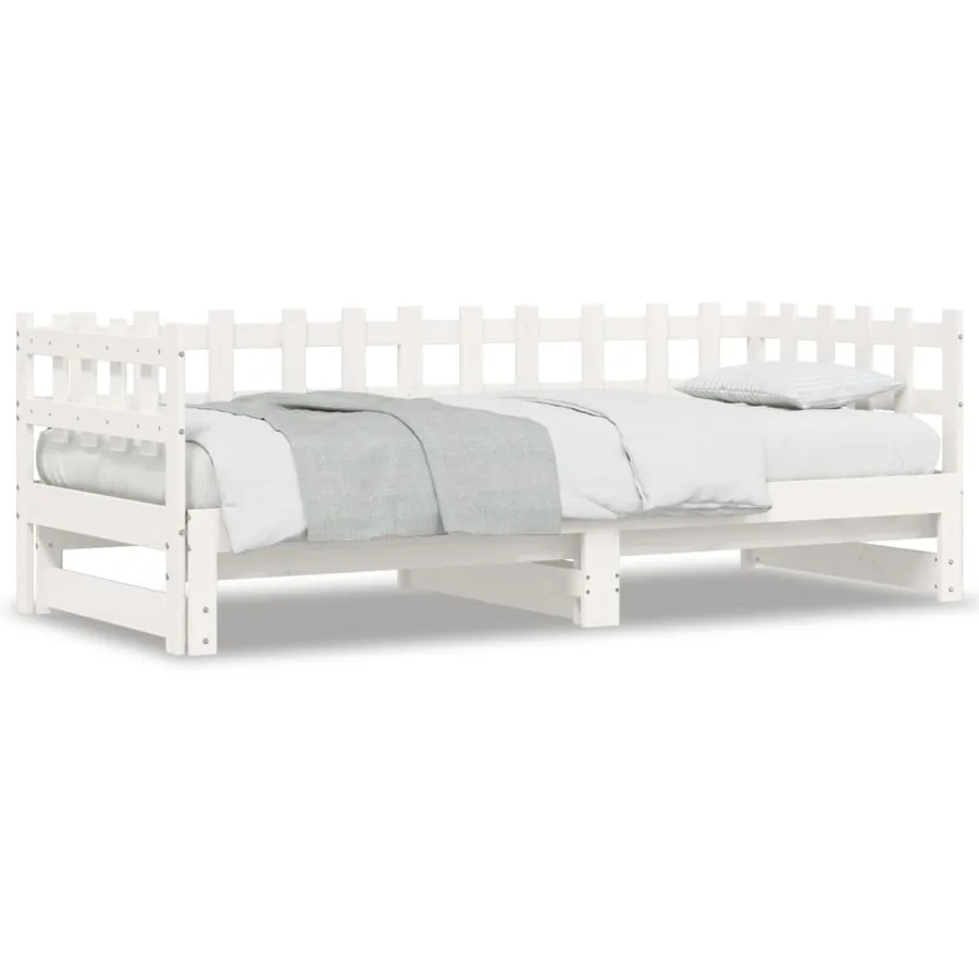 Lit coulissant sans matelas blanc 2x(80x200) cm Bois massif - 2